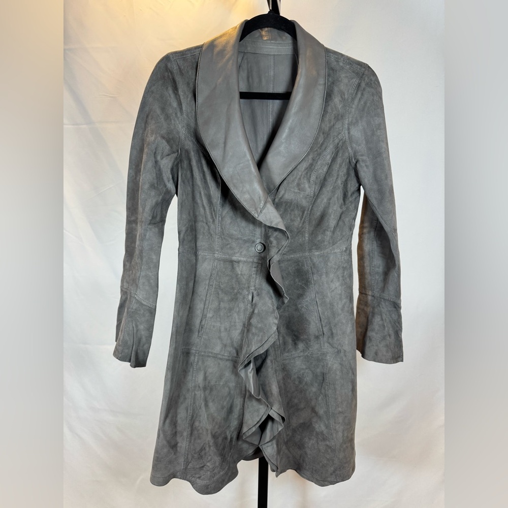 Casini Jennifer Tattanelli P312R Reversible Grey Full Grain Leather Jacket - Picture 2 of 16
